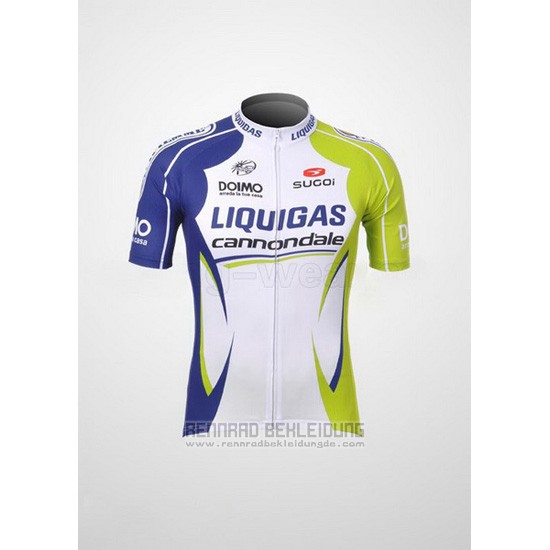 2012 Fahrradbekleidung Liquigas Cannondale Grun und Wei Trikot Kurzarm und Tragerhose